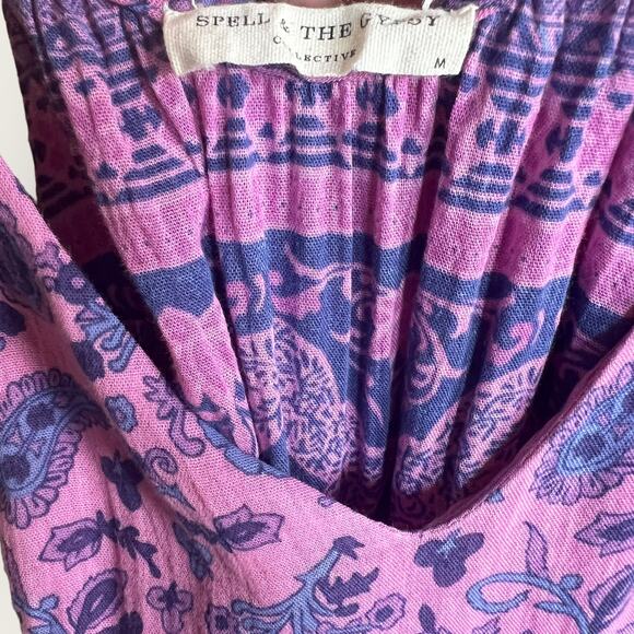 Spell & The Gypsy Journey Strappy Maxi Dress Medium Mulberry Cotton Resortwear - Picture 6 of 12